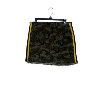 Dear John Green and Yellow Camo Denim Pencil Mini Skirt Sz 29